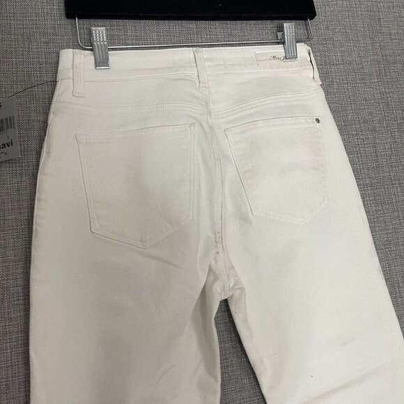 Mavi Niki Jeans Womens 25 Ivory White High Rise Straight Crop Raw Hem New - Picture 11 of 15